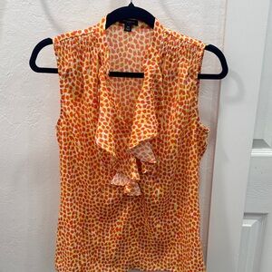 Ann Taylor Orange Yellow Leopard Print Sleeveless Blouse
